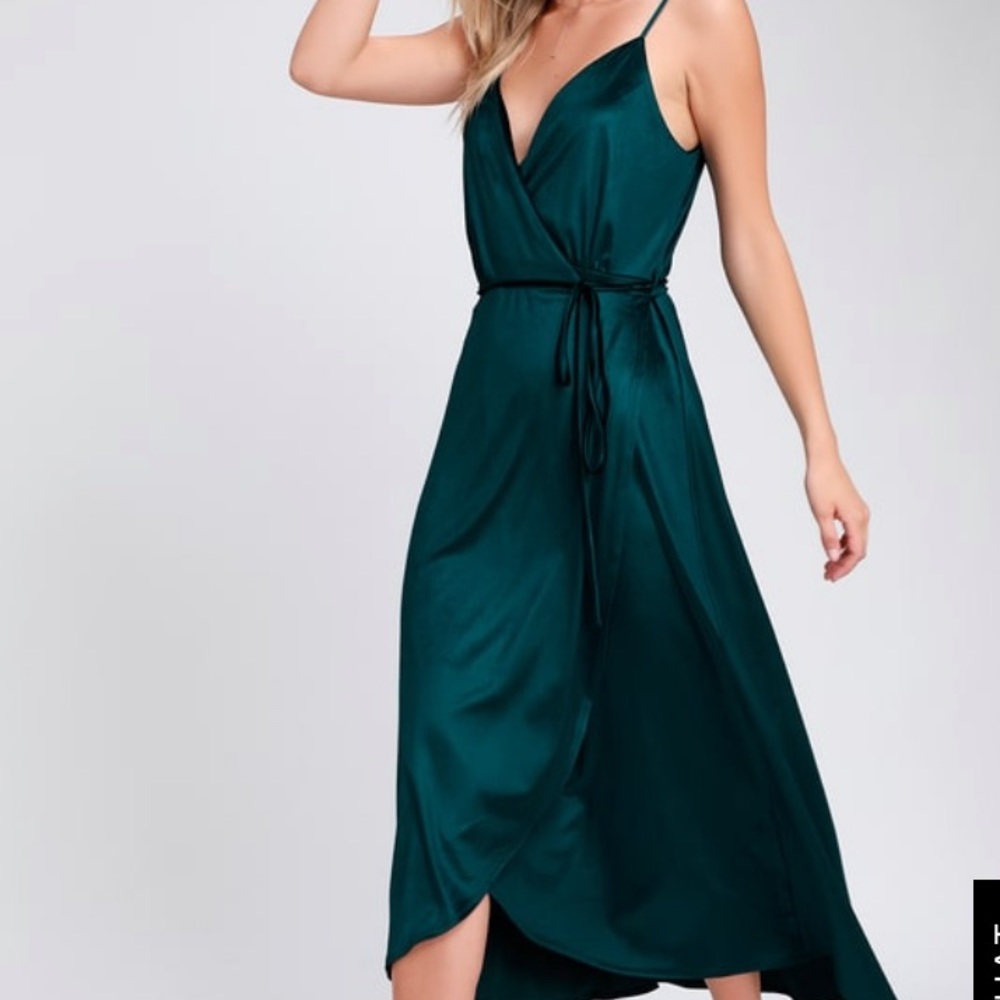 Lulus blue velvet high low wrap dress